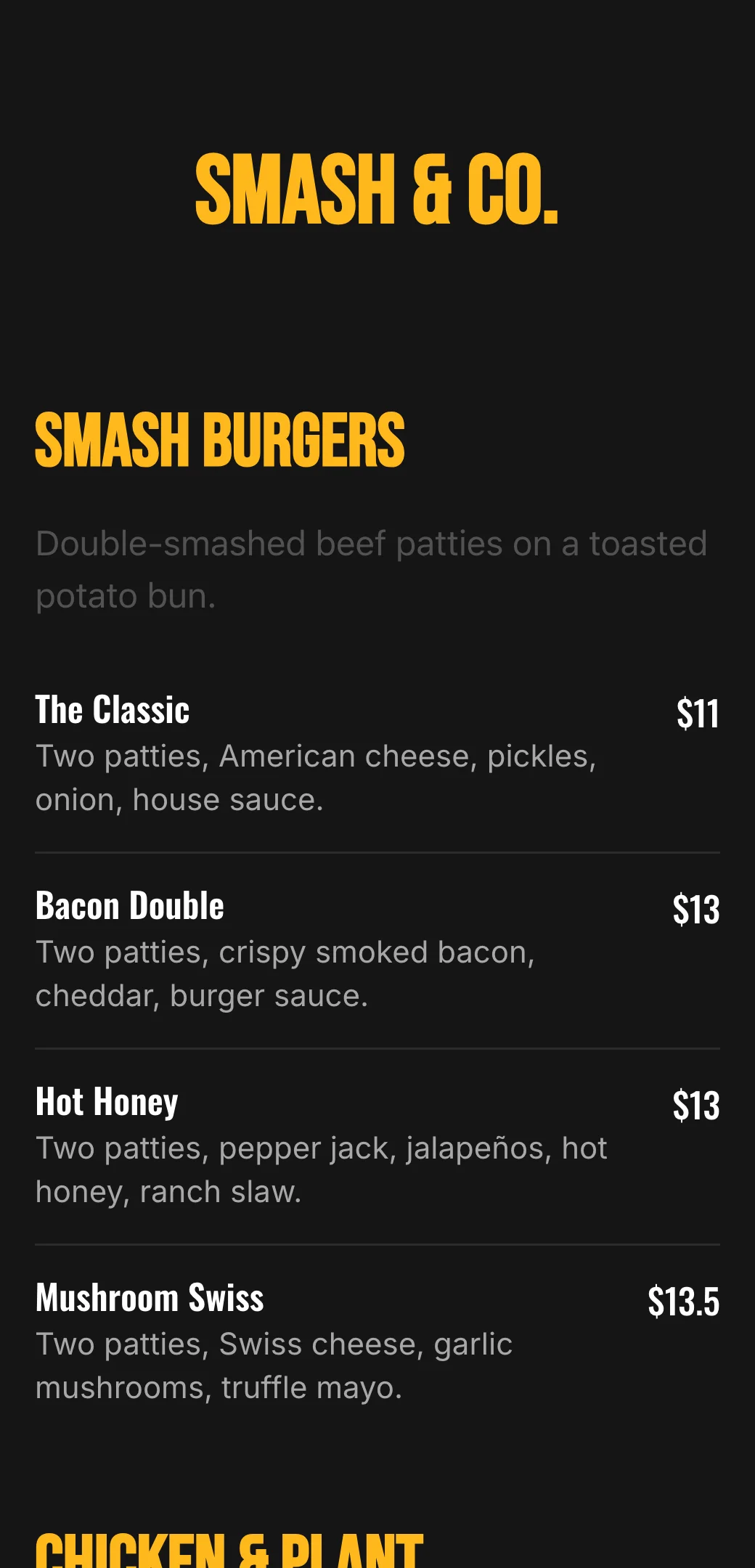 Burger menu template made with mmmmenu