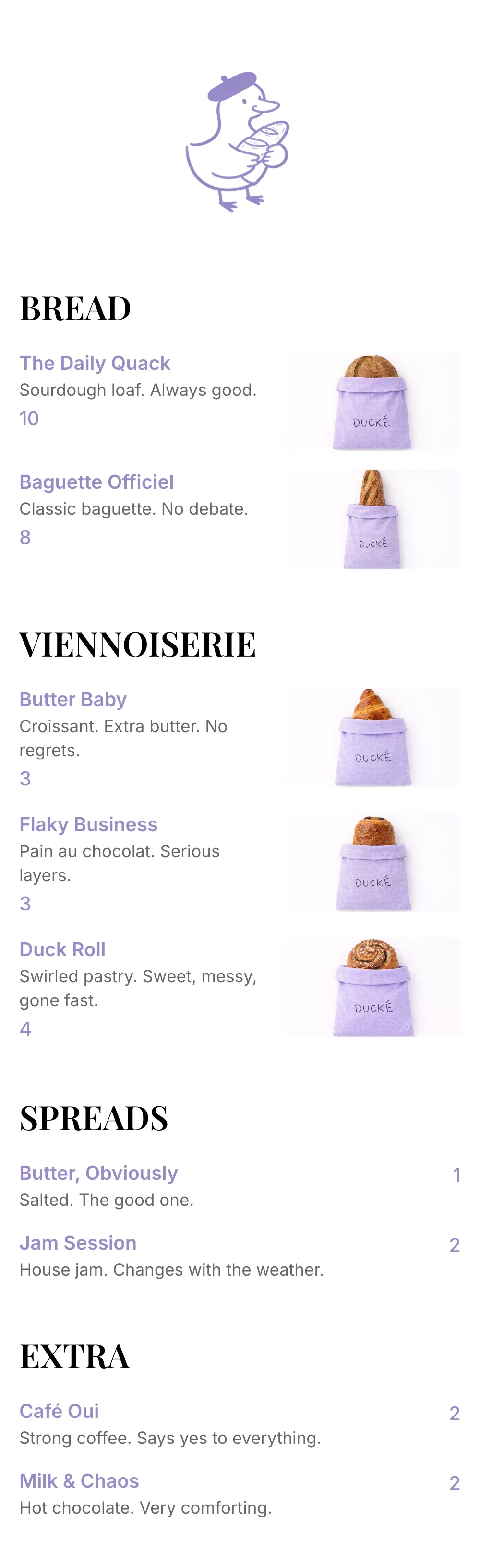 Bakery menu template made with mmmmenu