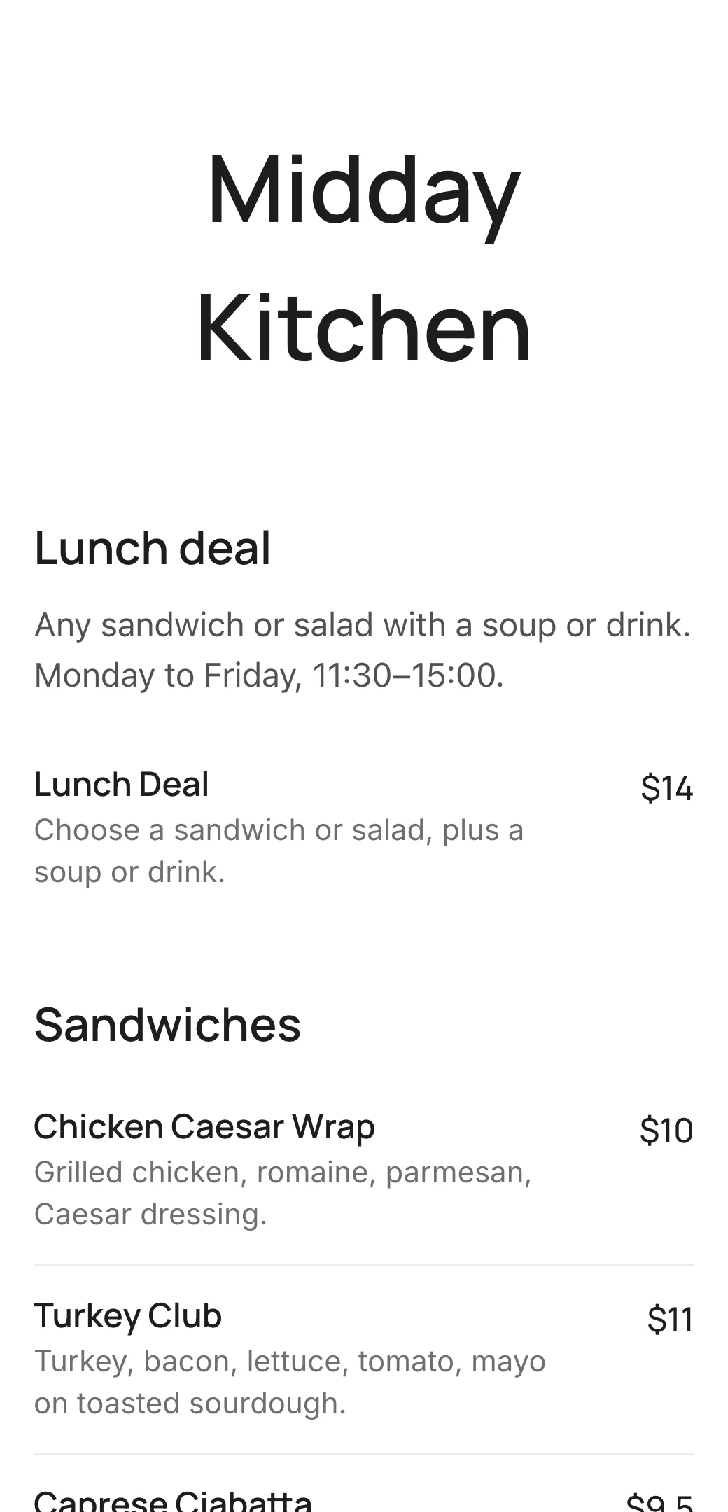 Lunch menu template made with mmmmenu