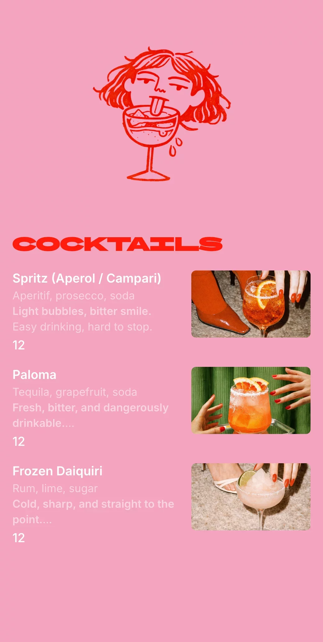 Cocktail bar menu template made with mmmmenu