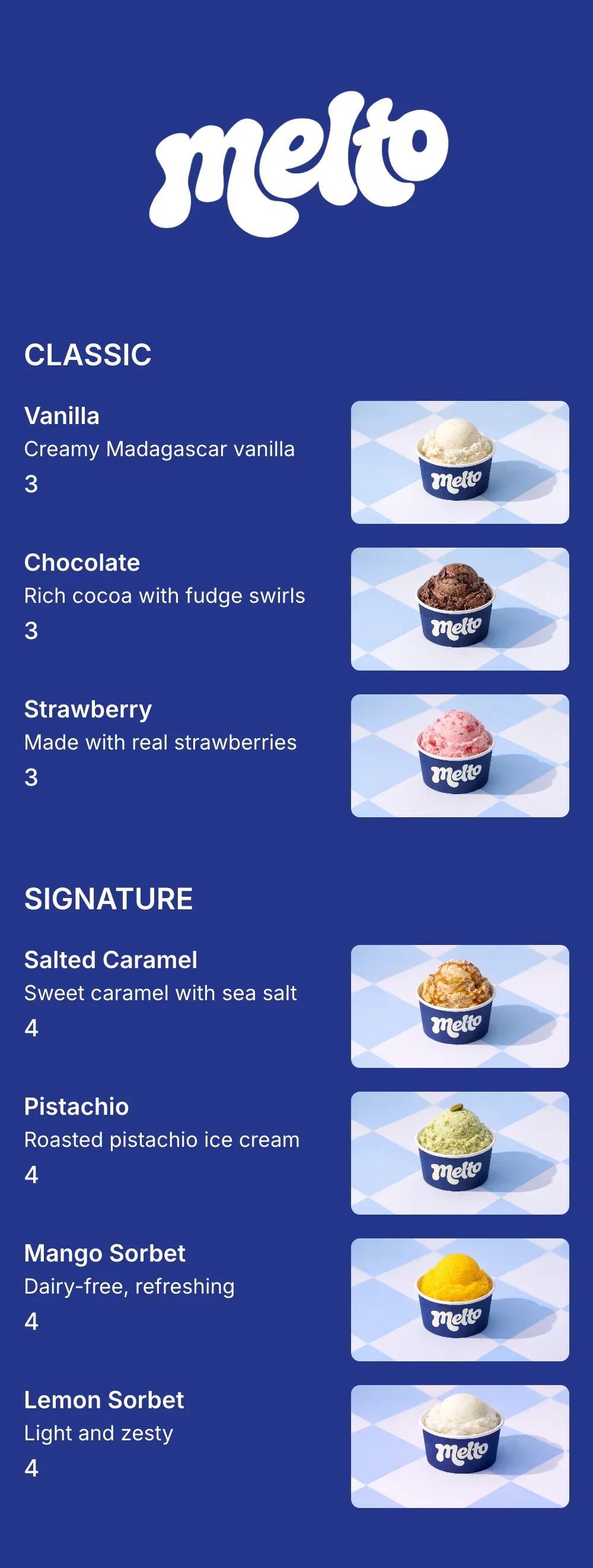 Ice cream menu template made with mmmmenu