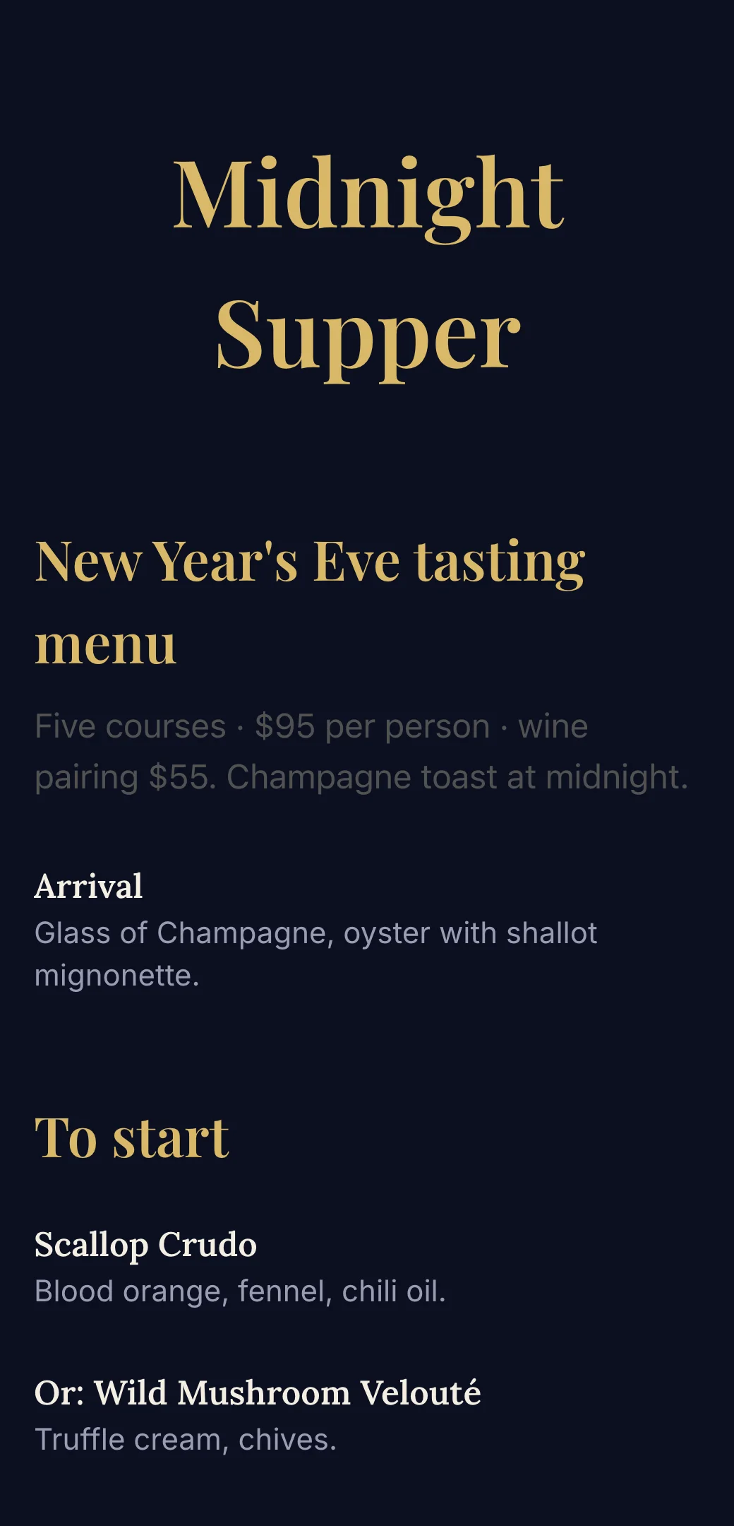 New Year’s Eve menu template made with mmmmenu