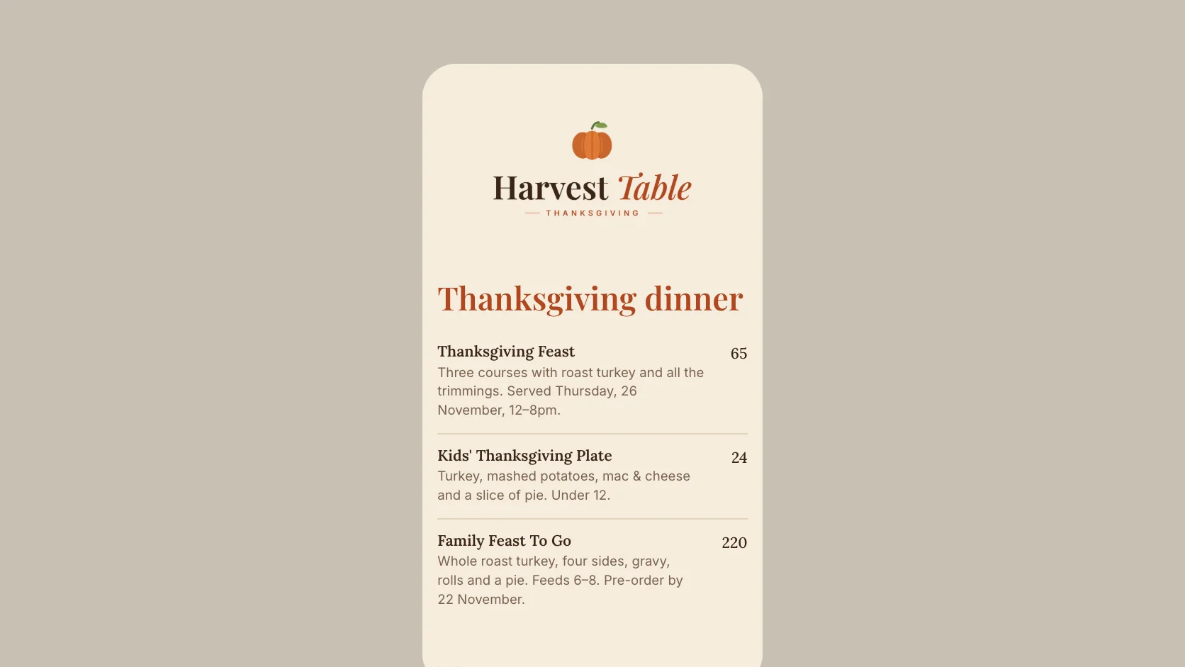 40 Thanksgiving Menu Ideas for Restaurants + Prices for 2026