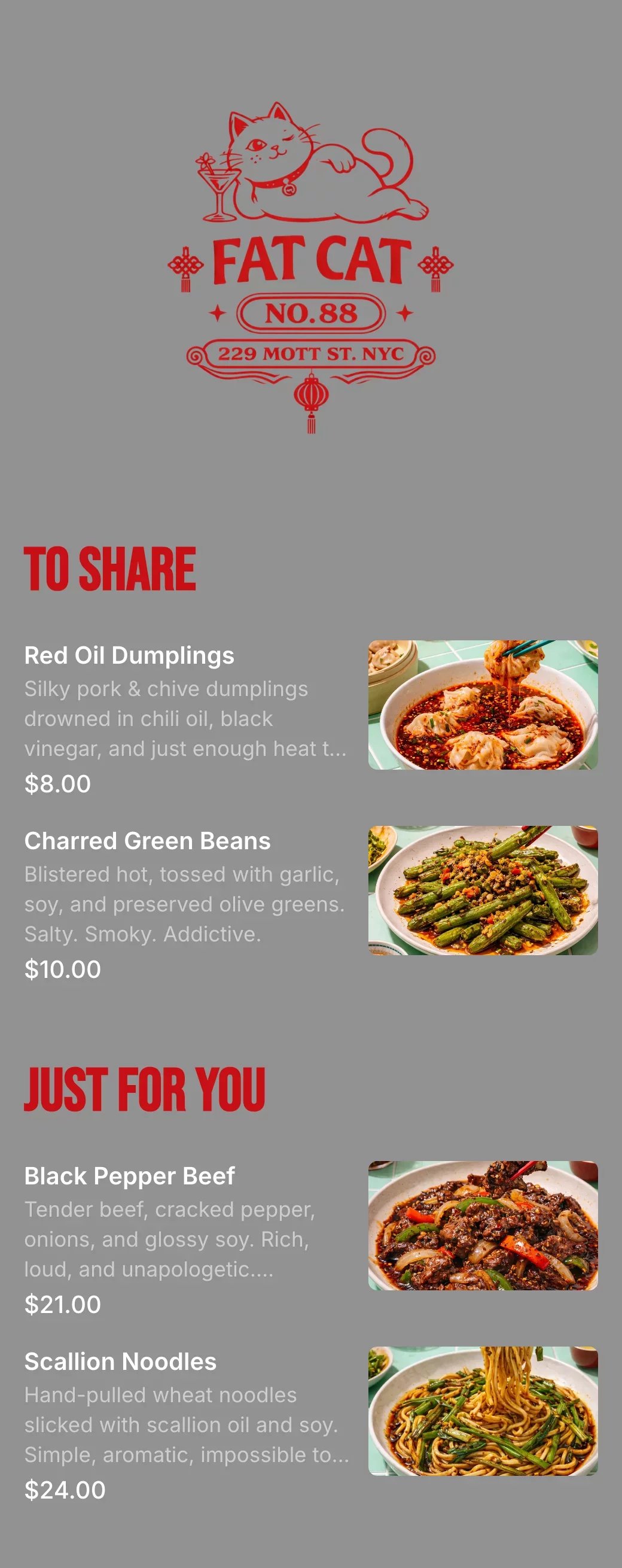 Chinese restaurant QR menu template